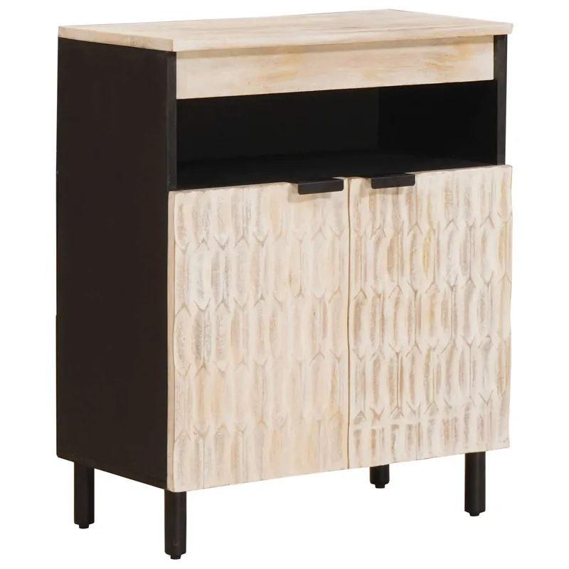 Gratis Versand vidaXL Sideboard mit Tür Weiße gewaschene Oberfläche 60 x 33 x 75 cm