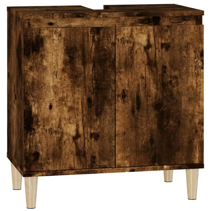 vidaXL Waschbeckenunterschrank Räuchereiche 58x33x60 cm Holzwerkstoff Neu Im Sortiment