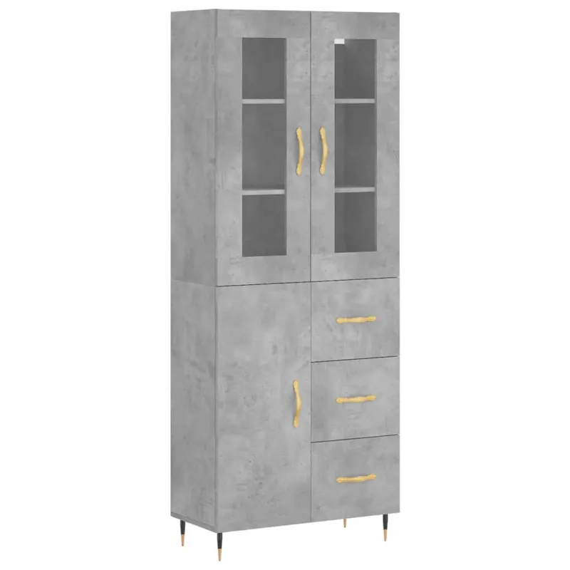 Günstig vidaXL Highboard Betongrau 69,5x34x180 cm Holzwerkstoff