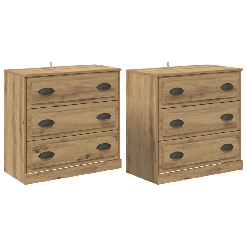 vidaXL Sideboards 2 pcs Artisan-Eiche 70 x 35,5 x 67,5 cm Preisreduziert