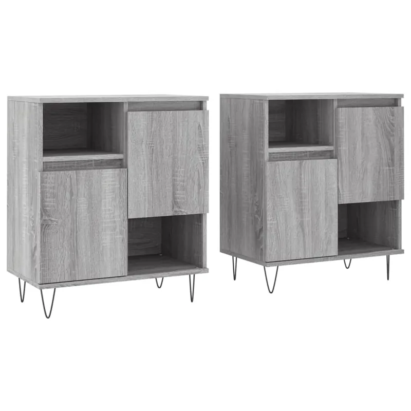 vidaXL Sideboards 2 Stk. Grau Sonoma Holzwerkstoff Highlight