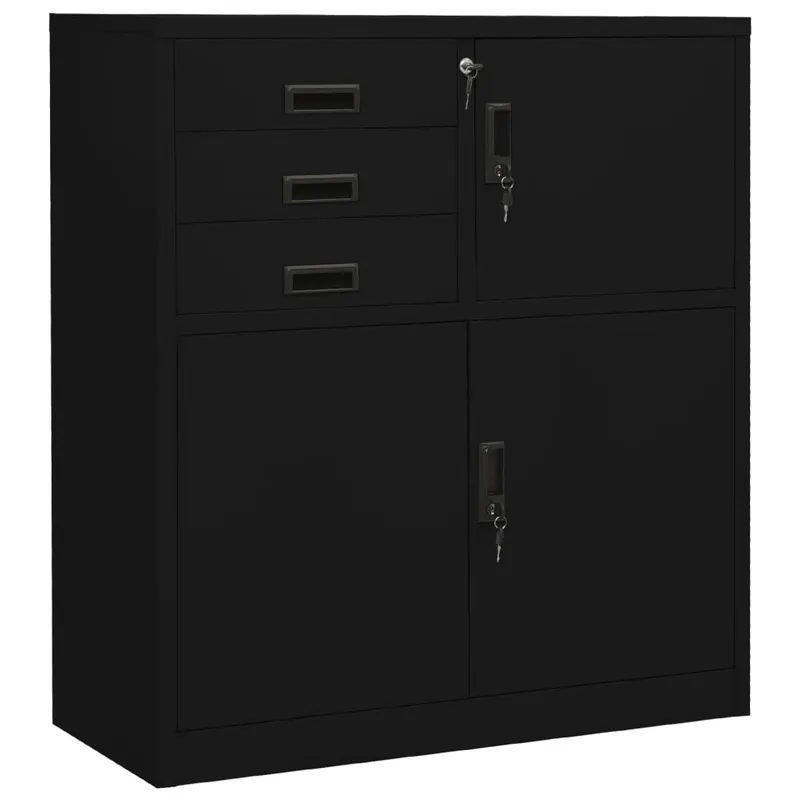 Geprüft vidaXL Büroschrank Schwarz 90x40x102 cm Stahl