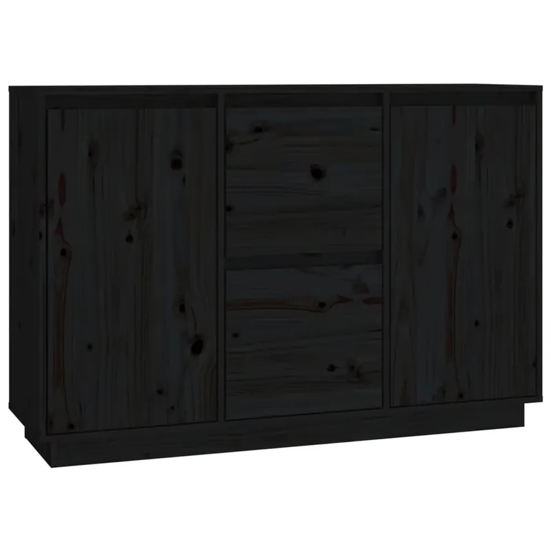 Zertifiziert vidaXL Sideboard Schwarz 111x34x75 cm Massivholz Kiefer