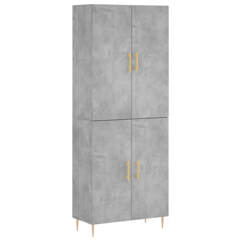 Zertifiziert vidaXL Highboard Betongrau 69,5x34x180 cm Holzwerkstoff