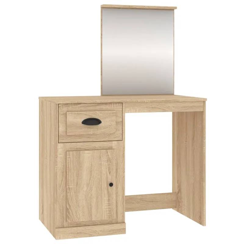 Zertifiziert vidaXL Schminktisch mit Spiegel Sonoma-Eiche 90x50x132,5 cm