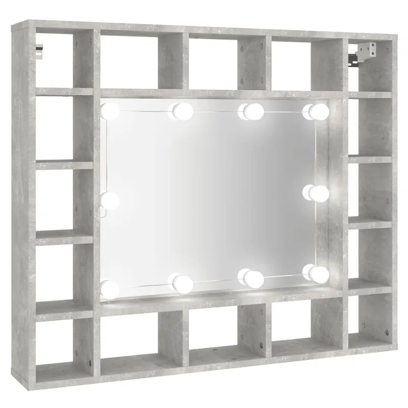 vidaXL Spiegelschrank mit LED Betongrau 91x15x76,5 cm Preisreduziert