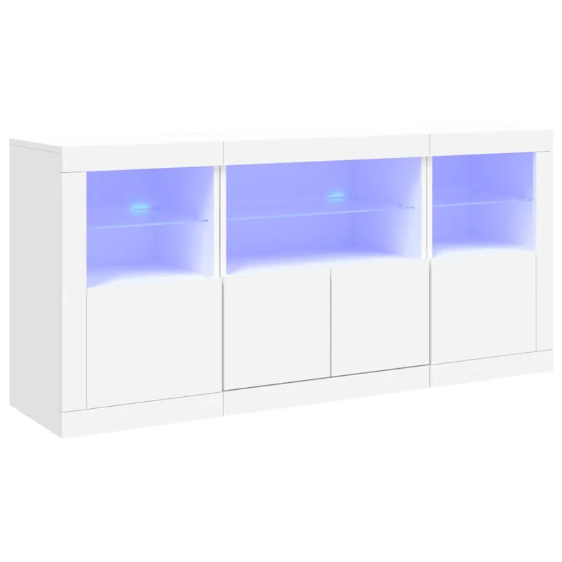 Echt vidaXL Sideboard mit LED-Leuchten Weiß 142,5x37x67 cm