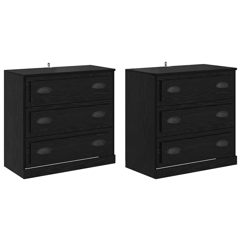 Beliebt vidaXL Sideboards 2 pcs Schwarz Eichen-Optik 70 x 35,5 x 67,5 cm