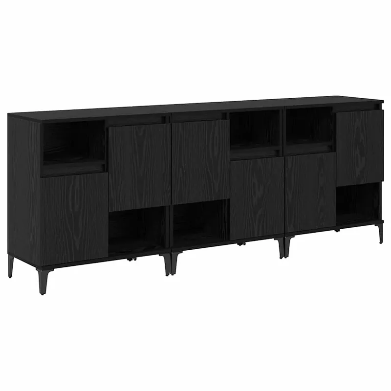 vidaXL Sideboards 3 pcs Schwarz Eichen-Optik 60 x 35 x 70 cm Aktuell