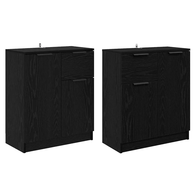 vidaXL Sideboards 2 pcs Schwarz Eichen-Optik 60 x 30 x 70 cm Angebot