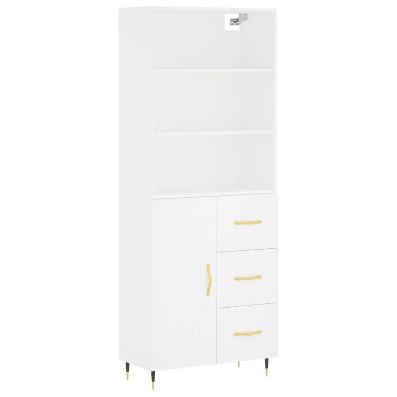 Heißes Angebot vidaXL Highboard Weiß 69,5x34x180 cm Holzwerkstoff