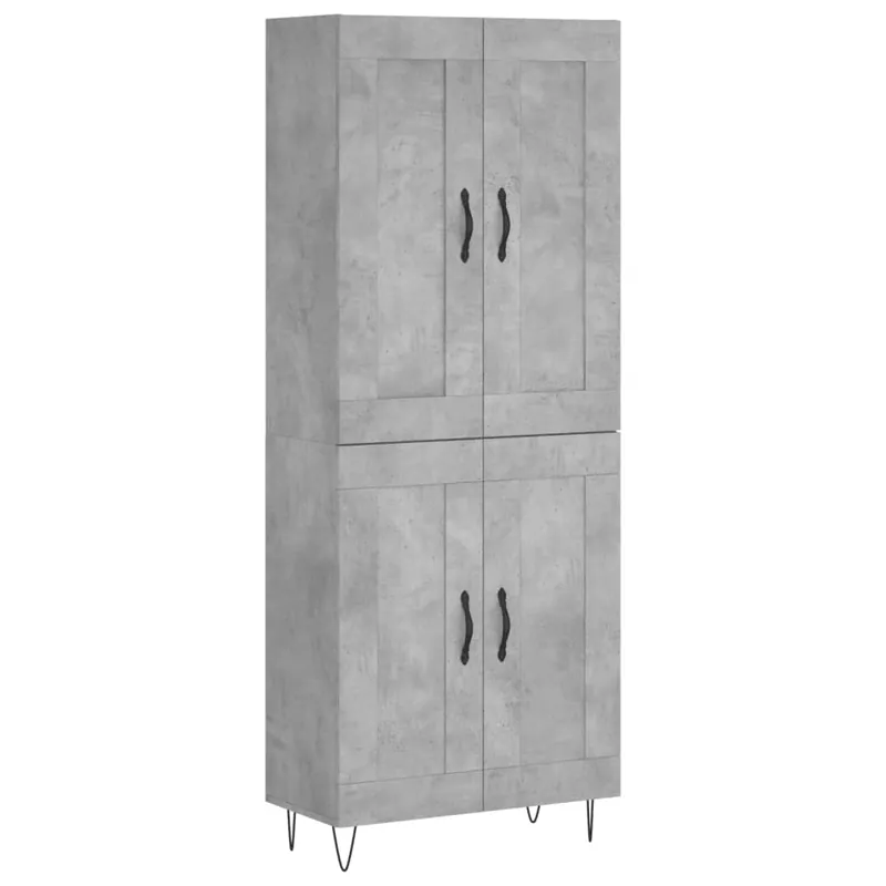 Günstig vidaXL Highboard Betongrau 69,5x34x180 cm Holzwerkstoff
