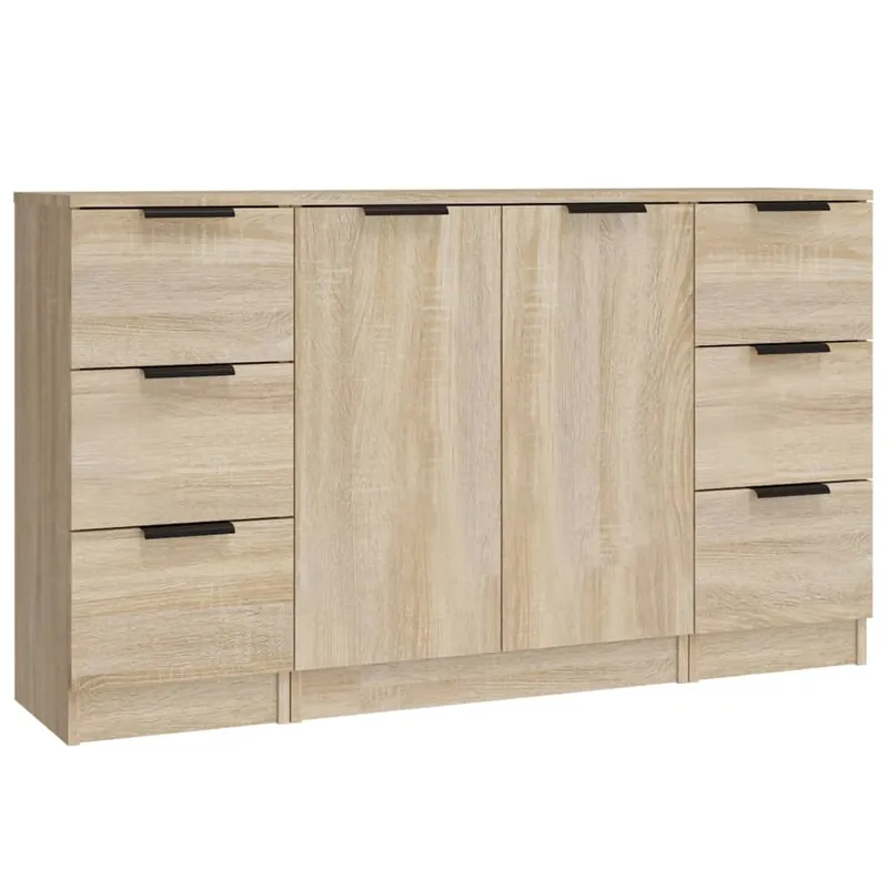 vidaXL Sideboards 3 Stk. Sonoma-Eiche Holzwerkstoff Ausverkauf
