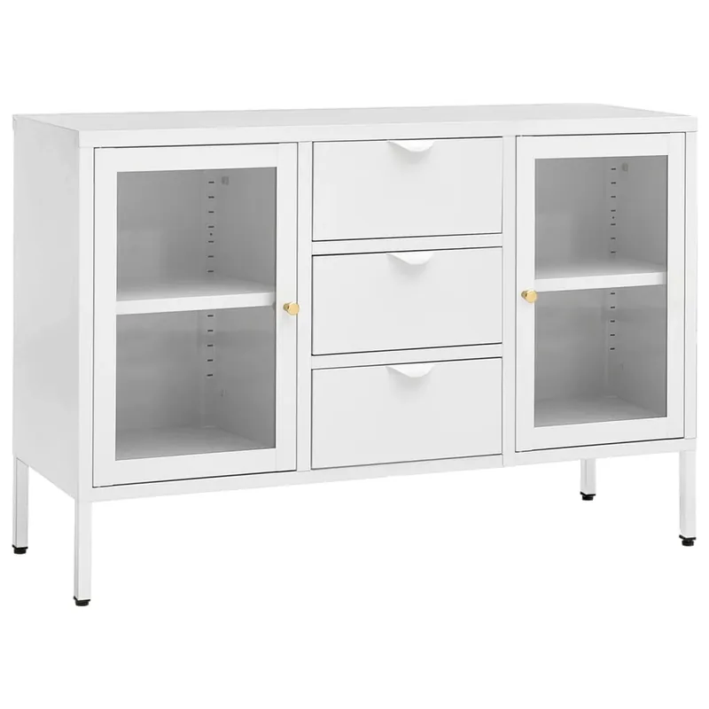 vidaXL Sideboard Weiß 105x35x70 cm Stahl und Hartglas Preisknaller