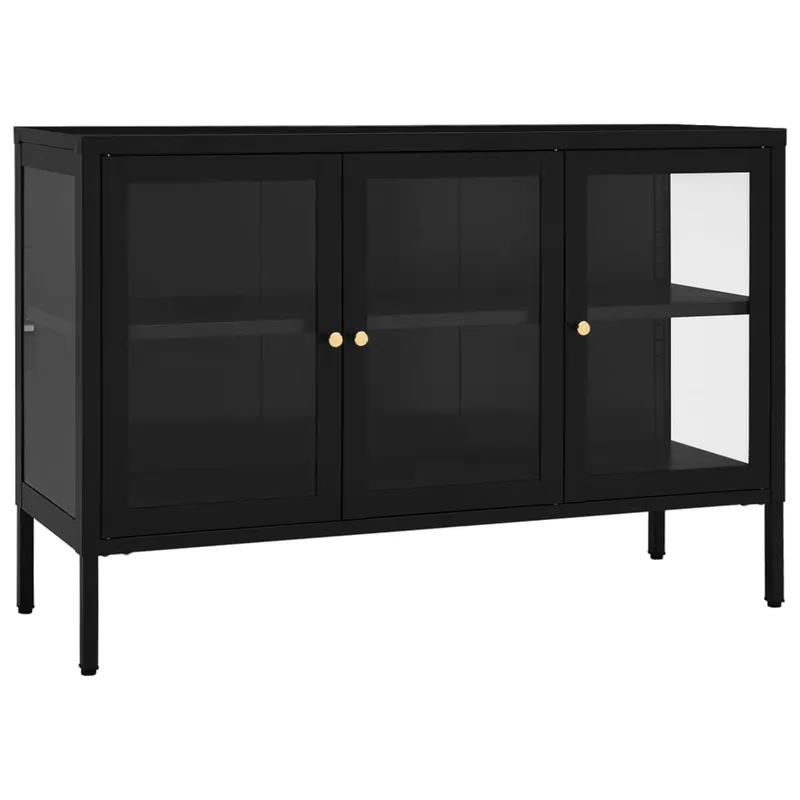 vidaXL Sideboard Schwarz 70x35x70 cm Stahl und Glas Beliebt