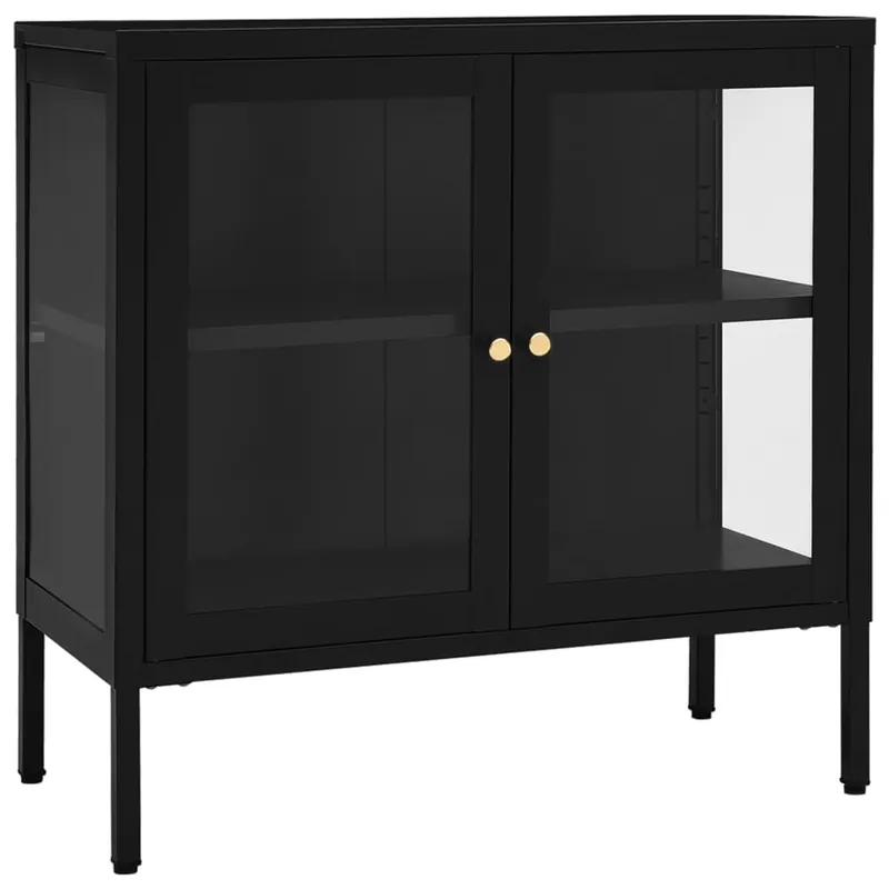 vidaXL Sideboard Schwarz 70x35x70 cm Stahl und Glas Must-Have