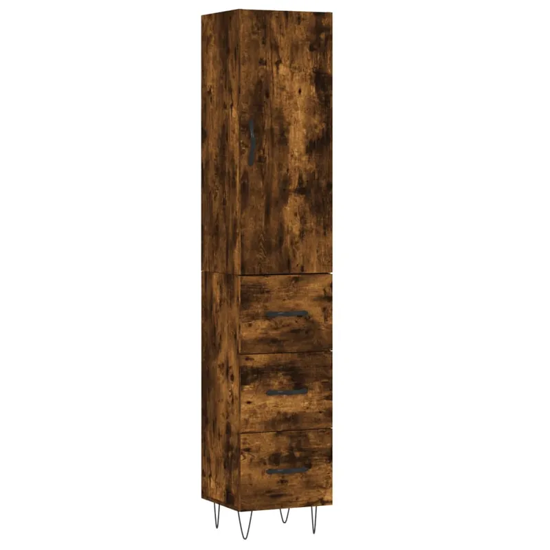 Expressversand vidaXL Highboard Räuchereiche 34,5x34x180 cm Holzwerkstoff