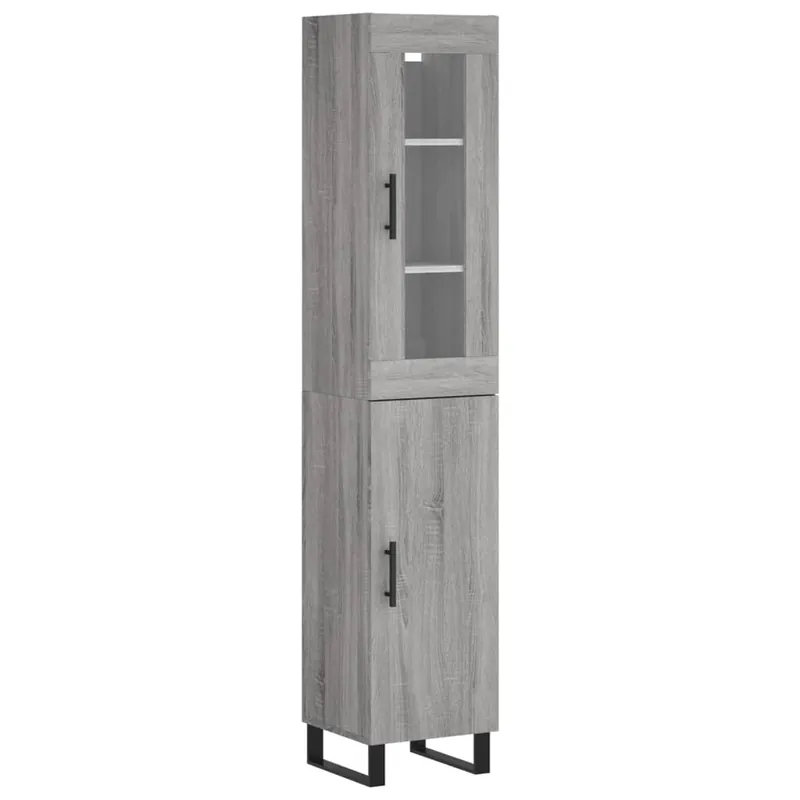 Finale Aktion vidaXL Highboard Grau Sonoma 34,5x34x180 cm Holzwerkstoff