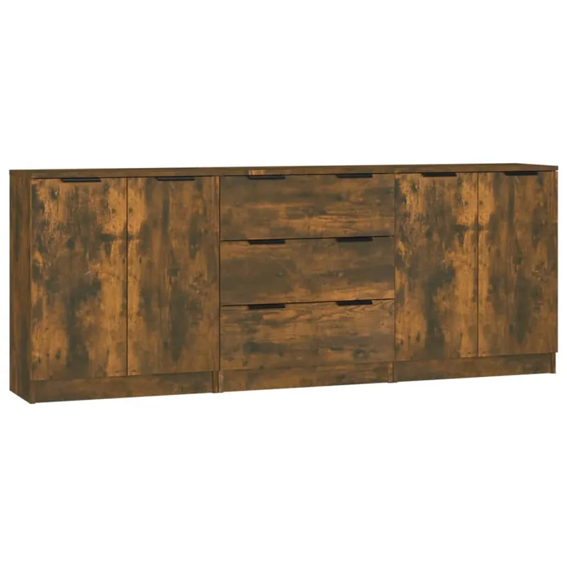 Aktuell vidaXL 3-tlg. Sideboard Räuchereiche Holzwerkstoff