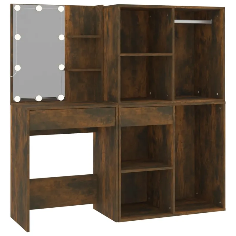 Jetzt Bestellen vidaXL LED-Schminktisch mit Schränken Räuchereiche Holzwerkstoff