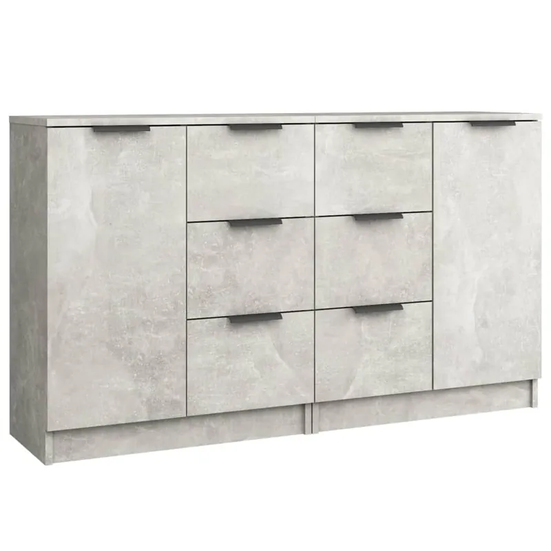 vidaXL Sideboards 2 Stk. Betongrau 60x30x70 cm Holzwerkstoff Echt