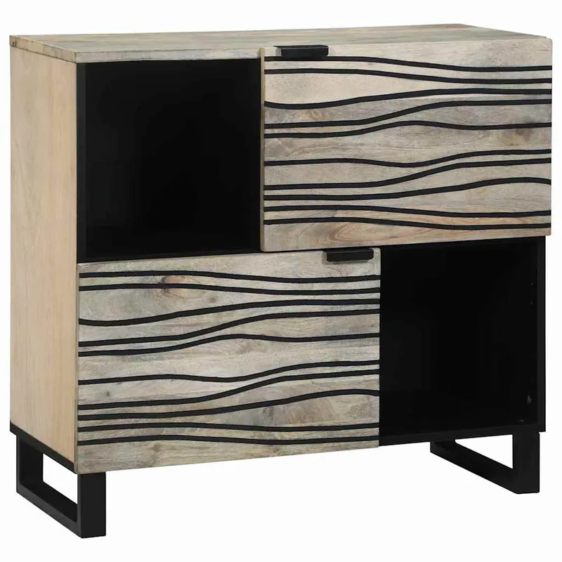 vidaXL Sideboard Weiß 80 x 33 x 75 cm massives Mangoholz Knallerangebot