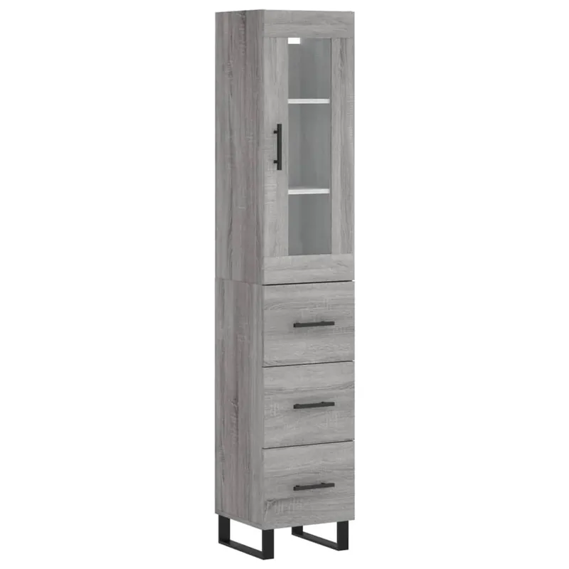 Expressversand vidaXL Highboard Grau Sonoma 34,5x34x180 cm Holzwerkstoff