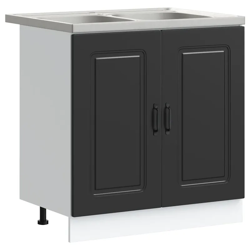 Heißes Angebot vidaXL Küchenschrank Kalmar Schwarz 80 x 46 x 81.5 cm Holzwerkstoff