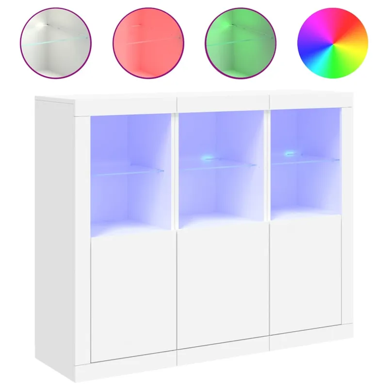 vidaXL Sideboards mit LED-Leuchten 3 Stk. Weiß Holzwerkstoff Ausverkauf