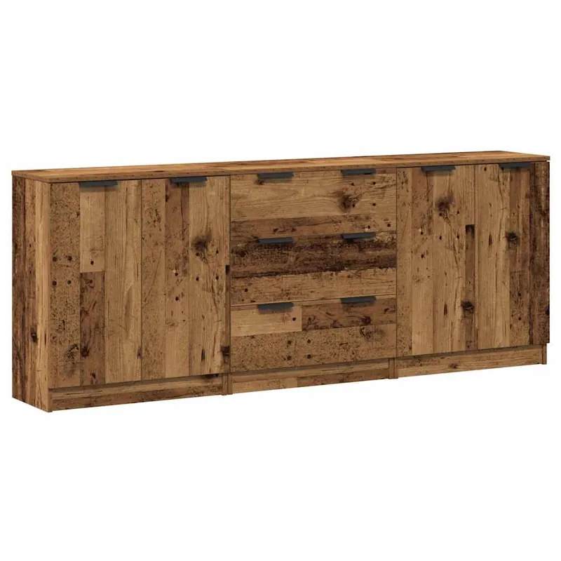 vidaXL Sideboards 3 Stk. Altholz-Optik 60x30x70 cm Holzwerkstoff Neu Im Sortiment