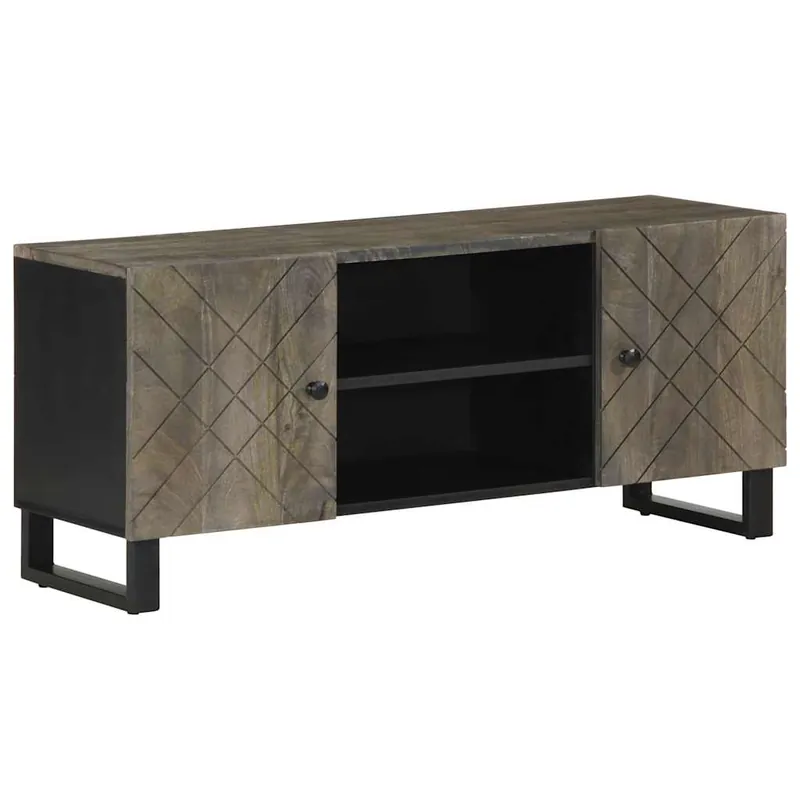 vidaXL TV-Schrank Schwarz 105x33x46 cm Massivholz Mango Finale Aktion