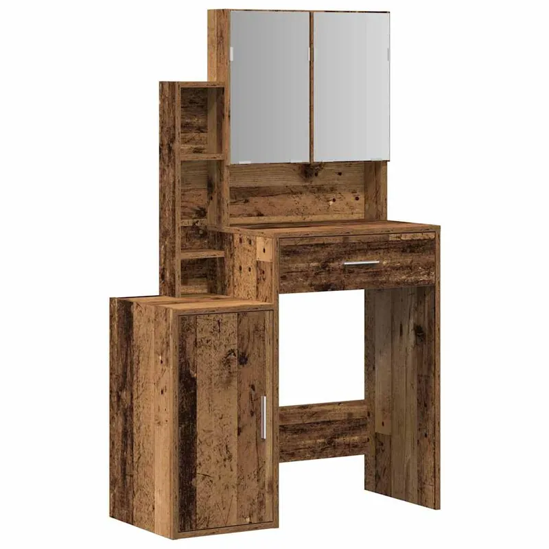 Billig vidaXL Schminktisch mit Regal Altholz 80 x 35 x 132 cm Holzwerkstoff