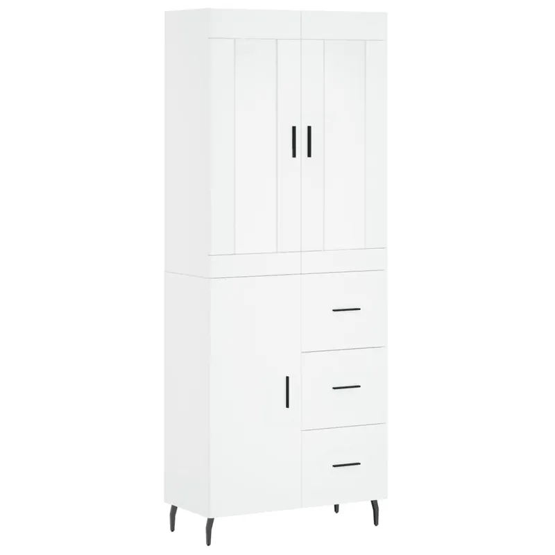 Geprüft vidaXL Highboard Weiß 69,5x34x180 cm Holzwerkstoff