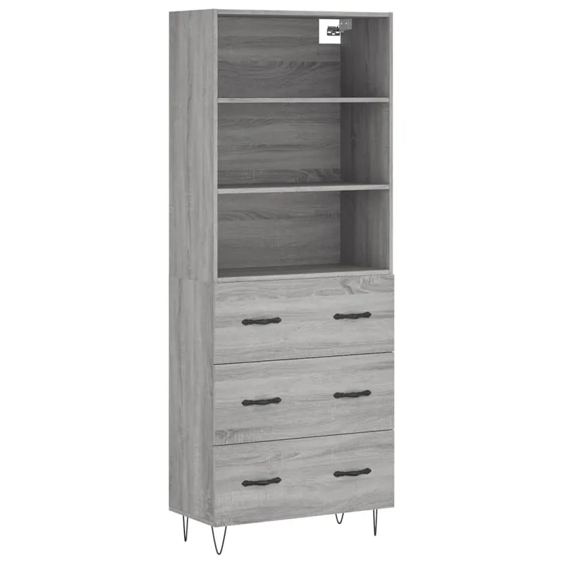 Gratis Versand vidaXL Highboard Grau Sonoma 69,5x34x180 cm Holzwerkstoff
