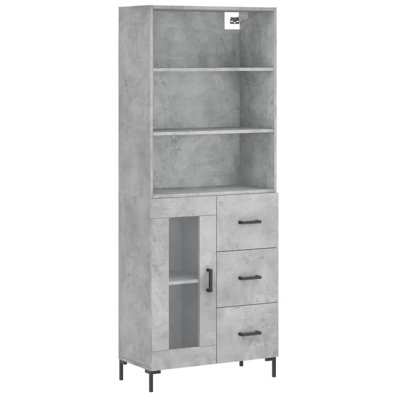 Echt vidaXL Highboard Betongrau 69,5x34x180 cm Holzwerkstoff