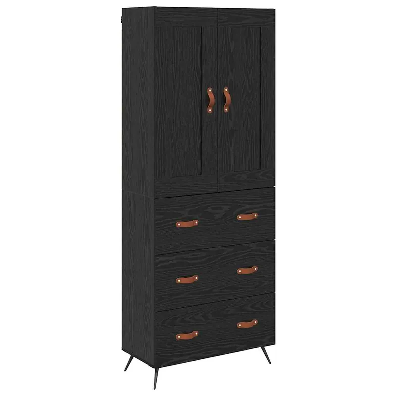 Begrenztes Angebot vidaXL Highboard Schwarz Eichen-Optik 69,5 x 34 x 180 cm Holzwerkstoff
