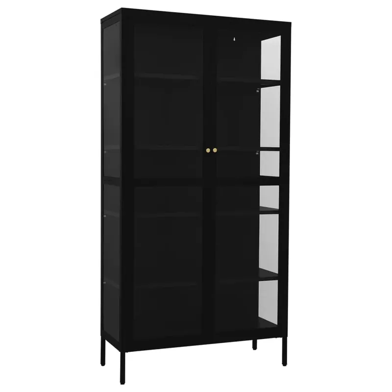Bestseller vidaXL Vitrine Schwarz 90x40x180 cm Stahl und Gehärtetes Glas
