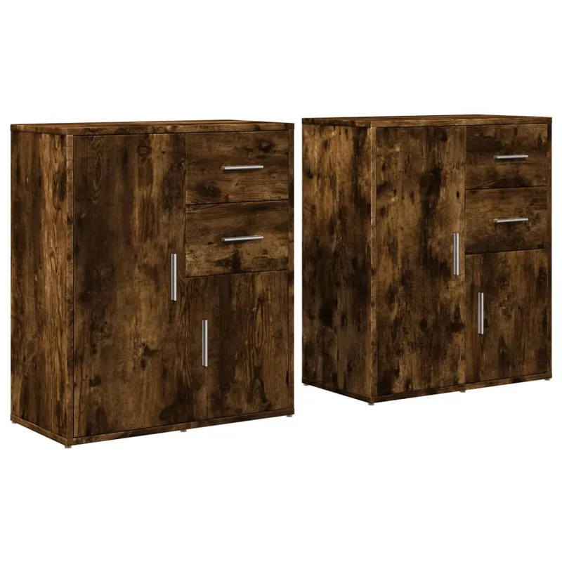vidaXL Sideboards 2 Stk. Räuchereiche 60x31x70 cm Holzwerkstoff Beliebt