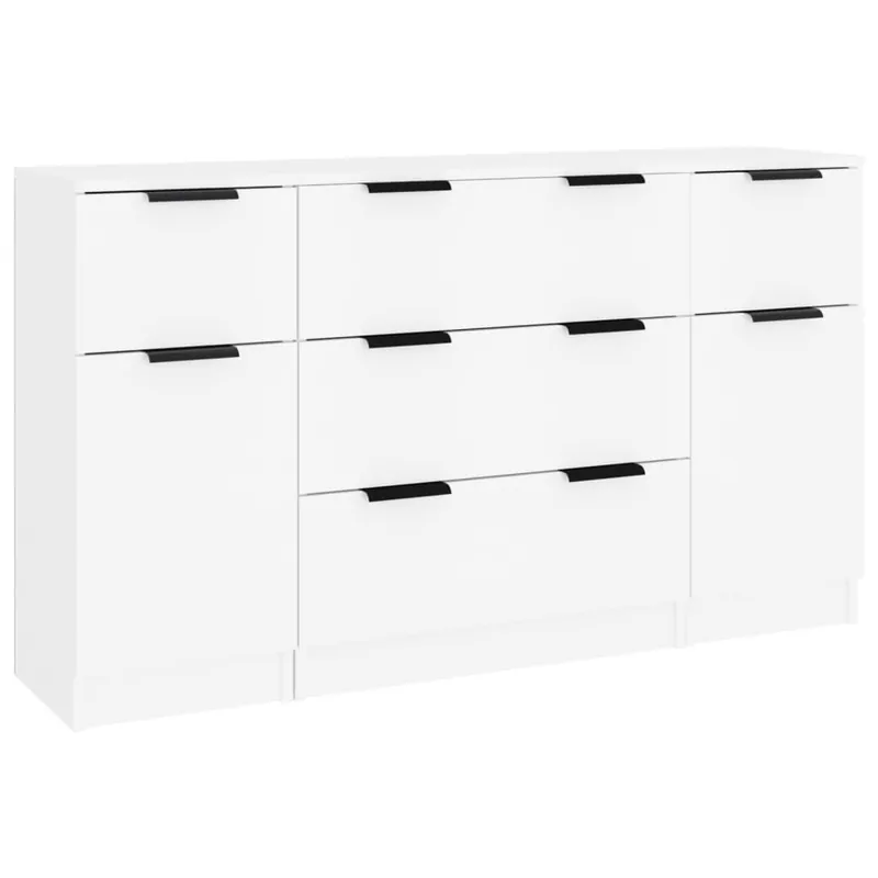 Direkt Vom Hersteller vidaXL 3-tlg. Sideboard-Set Weiß Holzwerkstoff