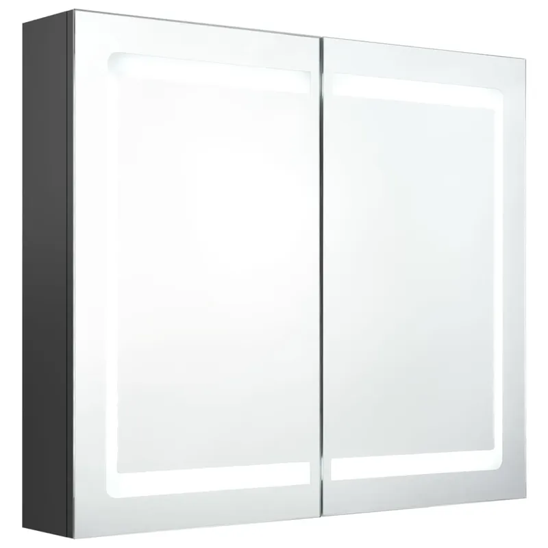 Garantierte Lieferung vidaXL LED-Spiegelschrank fürs Bad Grau 80x12x68 cm