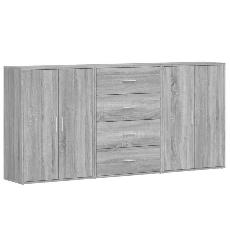 vidaXL Sideboards 3 Stk. Grau Sonoma 60x31x84 cm Holzwerkstoff Kostenfreie Lieferung