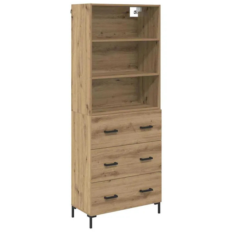 Highlight vidaXL Highboard Artisan-Eiche 69,5 x 34 x 180 cm Holzwerkstoff