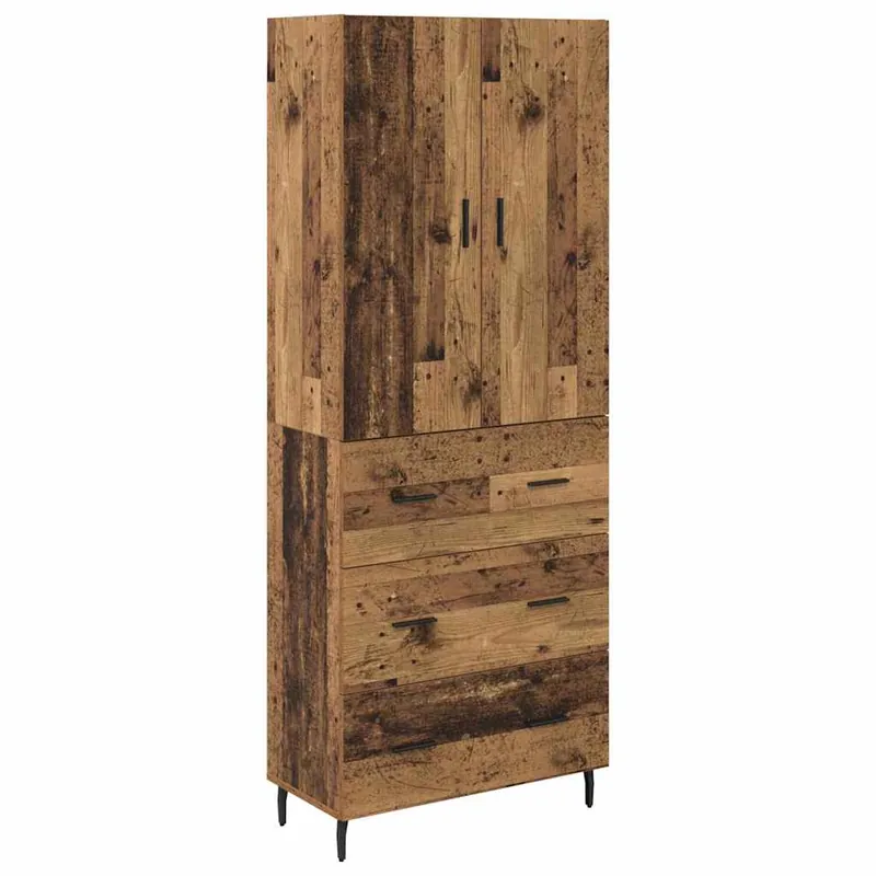Direkt Vom Hersteller vidaXL Highboard mit Schubladen 2 pcs Altholz Engineered Wood und Glas