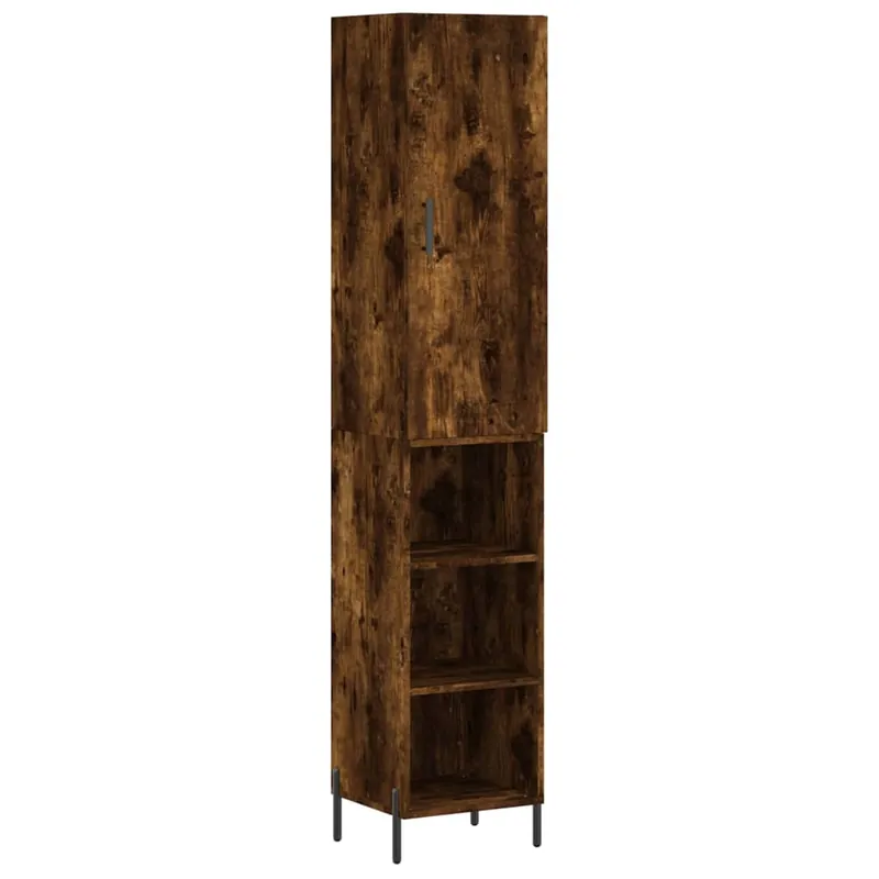 Zertifiziert vidaXL Highboard Räuchereiche 34,5x34x180 cm Holzwerkstoff