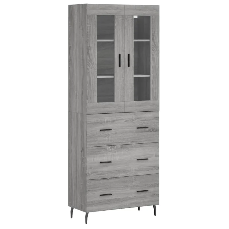 Begrenztes Angebot vidaXL Highboard Grau Sonoma 69,5x34x180 cm Holzwerkstoff