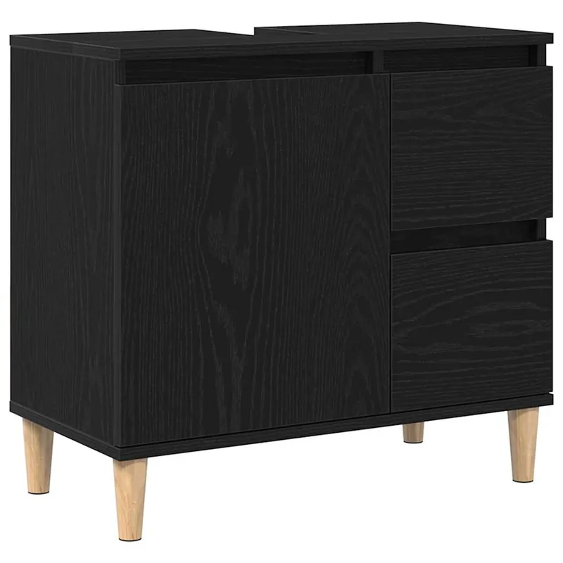 Direkt Vom Hersteller vidaXL Badezimmerschrank mit Tür Schwarz Eichen-Optik 65 x 33 x 60 cm
