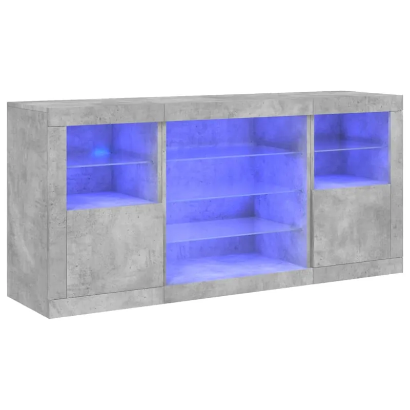 Ausverkauf vidaXL Sideboard mit LED-Leuchten Betongrau 142,5x37x67 cm