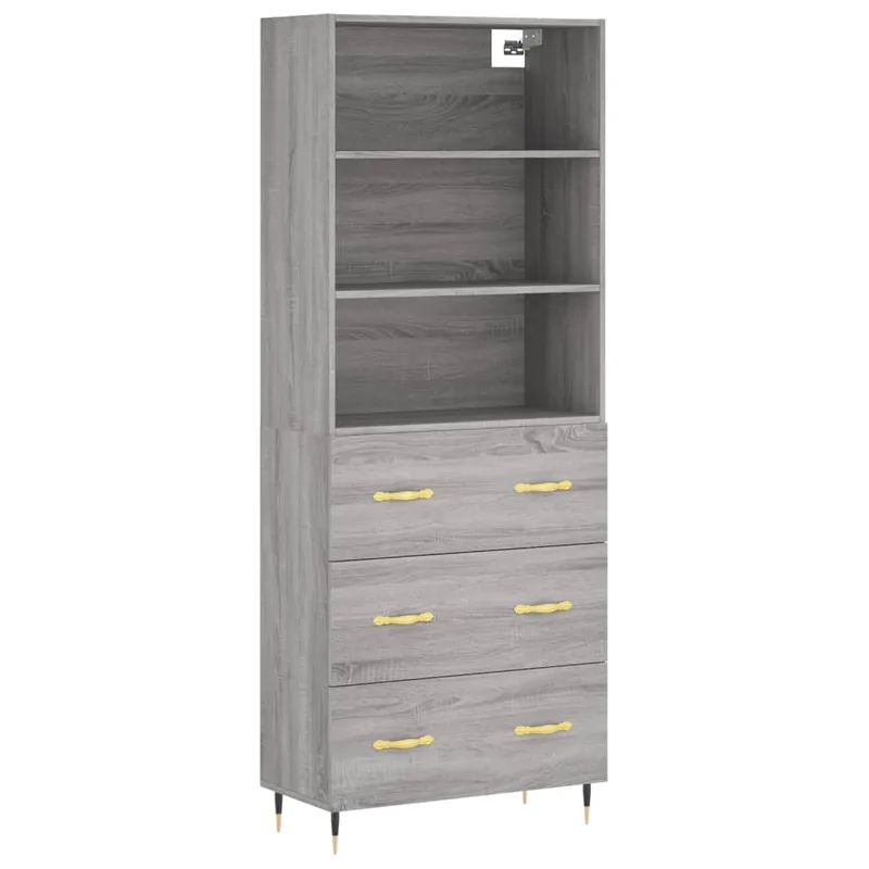 Direkt Vom Hersteller vidaXL Highboard Grau Sonoma 69,5x34x180 cm Holzwerkstoff