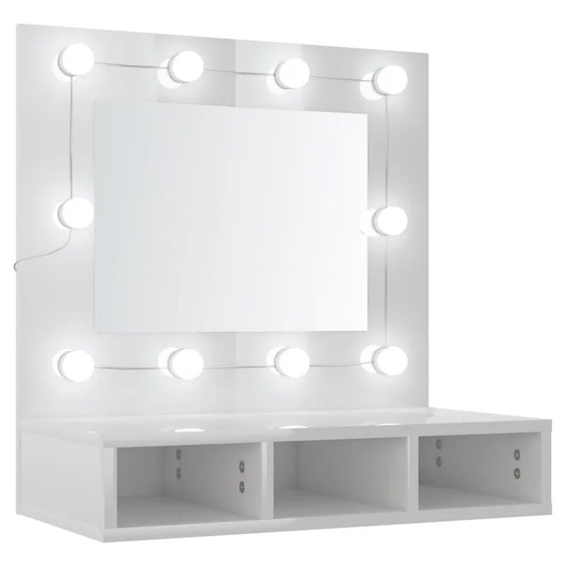 Gratis Versand vidaXL Spiegelschrank mit LED Hochglanz-Weiß 60x31,5x62 cm