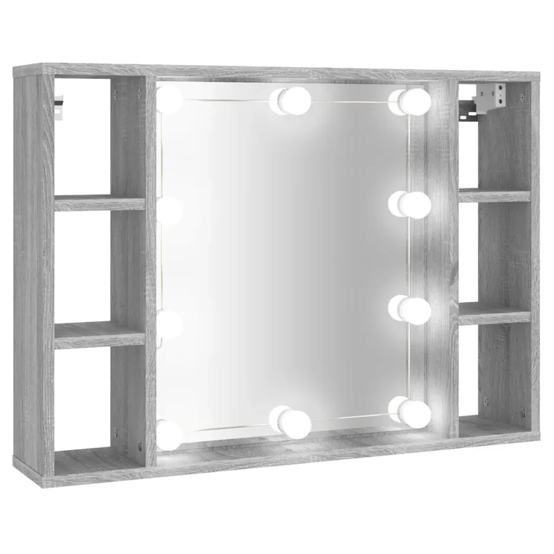 vidaXL Spiegelschrank mit LED Grau Sonoma 76x15x55 cm Meistverkauft
